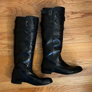 Coach Knee High Black Leather Boots, 8-1/2